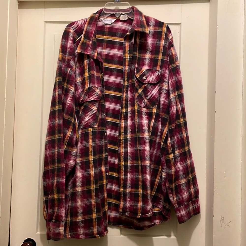 Vintage Made in the USA Five Brother Flannel Maroon